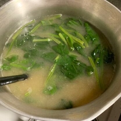 久しぶりにほうれん草の味噌汁、作りました。
ほうれん草、やっぱり美味しいですね♥